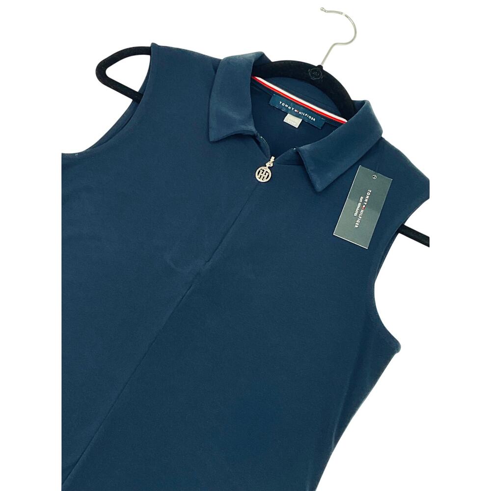 Tommy Hilfiger Navy Half-Zip Sleeveless Nautical Silver Accent Blouse NWT S - Picture 3 of 10
